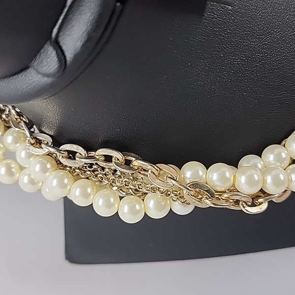Faux Pearl Multi Strand Chain Necklace - Picture 2 of 9